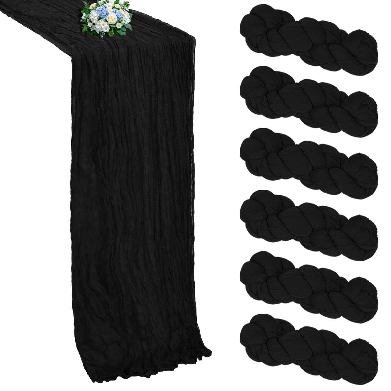 Photo 1 of ** only 3**
RestfulGlow 6 Pack Black Cheesecloth Table Runner 10FT Boho Cheese Cloth Table Runner Gauze Fabric 120 Inch Rustic for Wedding Birthday Party Baby Shower Holiday Home Decorations