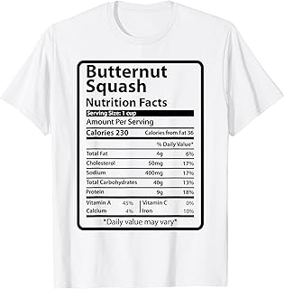 Butternut Squash Nutrition Facts Thanksgiving Christmas Food T-Shirt