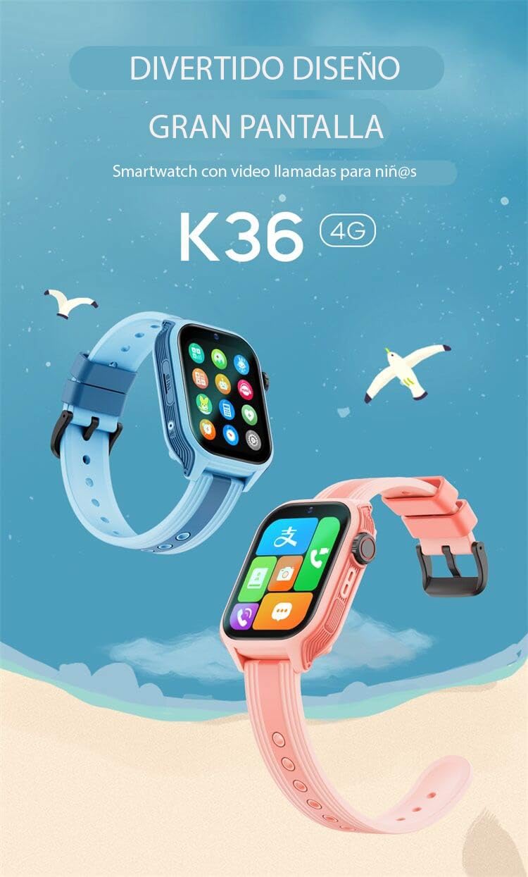 Genérico Orologio intelligente SIM per bambini con schermo tattile, cinturino regolabile, disponibile in rosa e blu (blu)