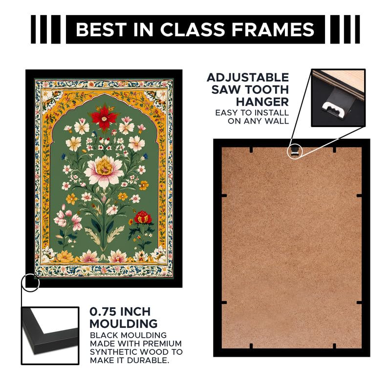 Image of Floral Botanical Premium Framed Wall Poster (12x18 Inch) | Indian Floral Wall Art | Home & Office Decor for Bedroom, Living Room & Workspace | Ready-to-Hang Display Frame