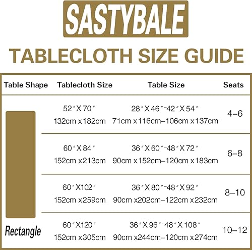 Miniatura 6 de SASTYBALE Mantel rectangular de vinilo con reverso de franela de 60 x 120 pulgadas, 100% plástico a prueba de agua y aceite, elegante mantel floral