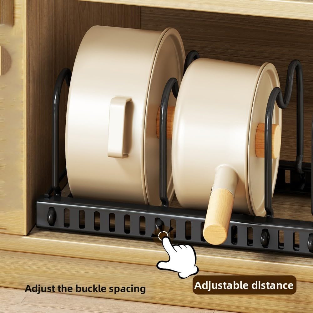Organizador de gabinete de cocina ajustable para ollas, sartenes, tapas, estante expandible, 13 divisores, ahorro de espacio (blanco)