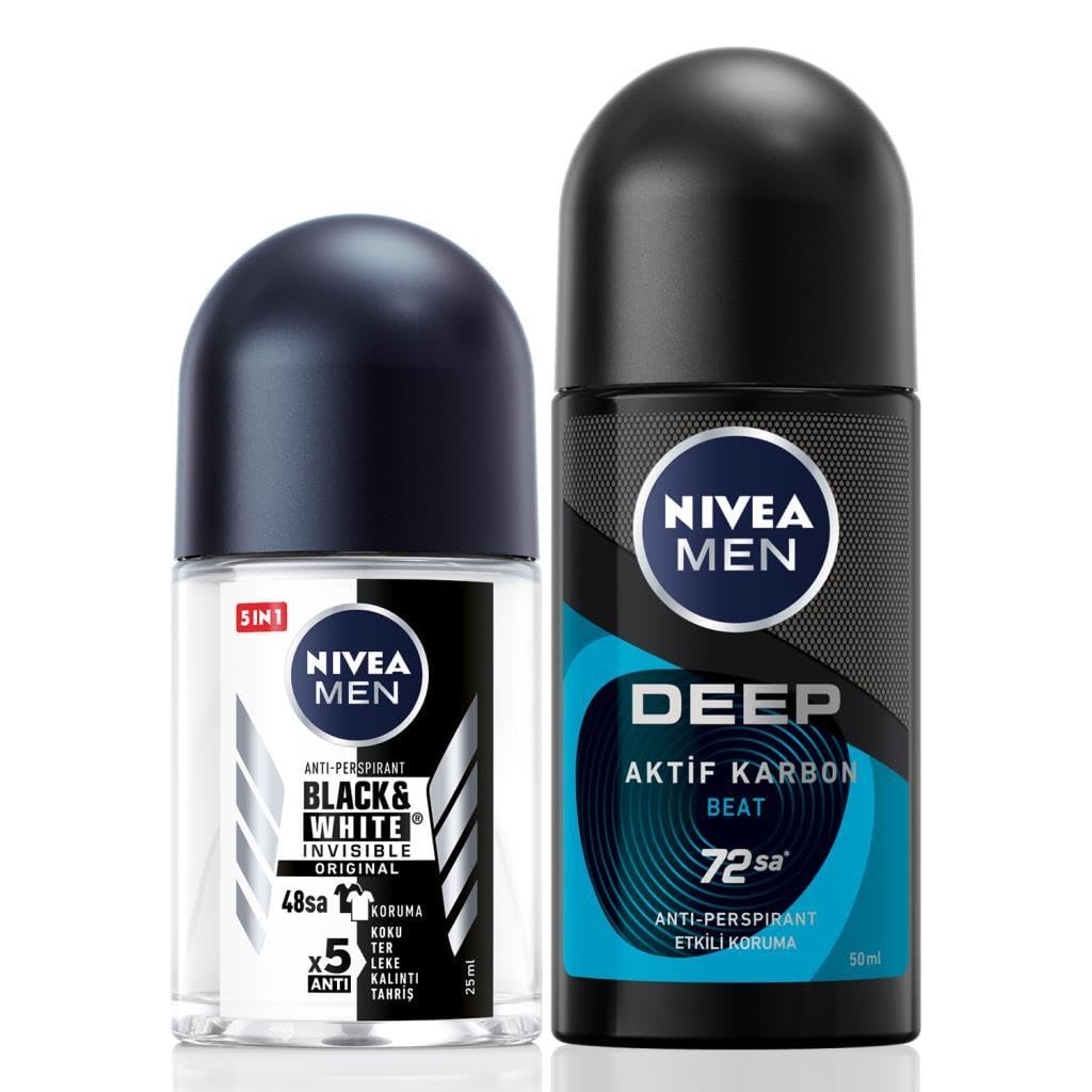 NIVEA MEN Erkek Roll-on Deodorant Deep Beat 50ml ve Mini Roll-on Black&White Original 25ml