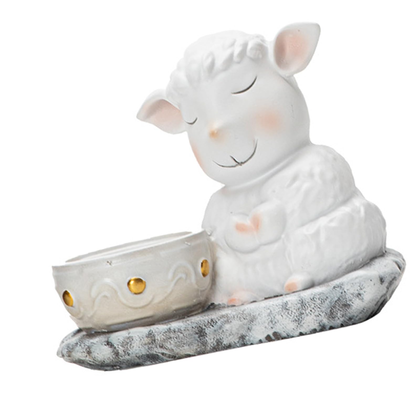Handcrafted Cartoon Sheep Holder Resins Lamb Tealight Stand Holiday Centerpieces Candlestick for Mantels Decors Eid Festivals Stand