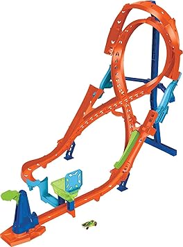 Hot Wheels Toy Car Track Set with Figure-8 Jump & 164 Scale Vehicle, 2-ft Tall Track, Connects to Other Sets