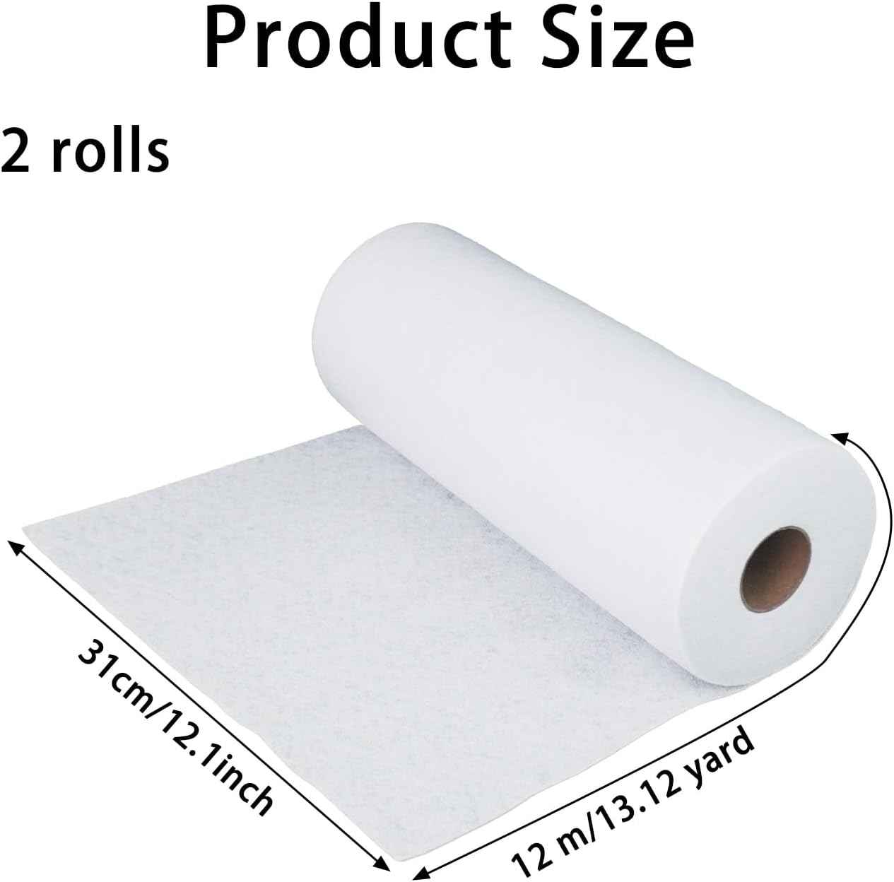 GEFEDESUL 2 Pcs 12 Inch × 13.12 Yd Quilting Batting Cotton Batting Roll, White Needle Punched, for Patchwork, Handmade Crafts, Quilted Projects, Home Textile Making