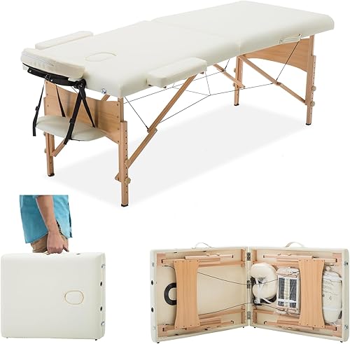 Mesa de masaje profesional de 73 pulgadas de largo y 28 pulgadas de ancho, cama de spa portátil, mesa de terapia ajustable de altura de 2 secciones