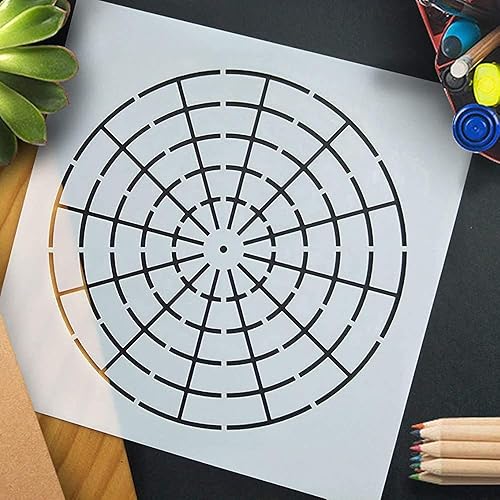 Miniatura 5 de 5 plantillas de mandala de plástico, plantillas creativas de pared de segmento 8/12/16, plantilla de pintura cortada con láser para piso, pared,