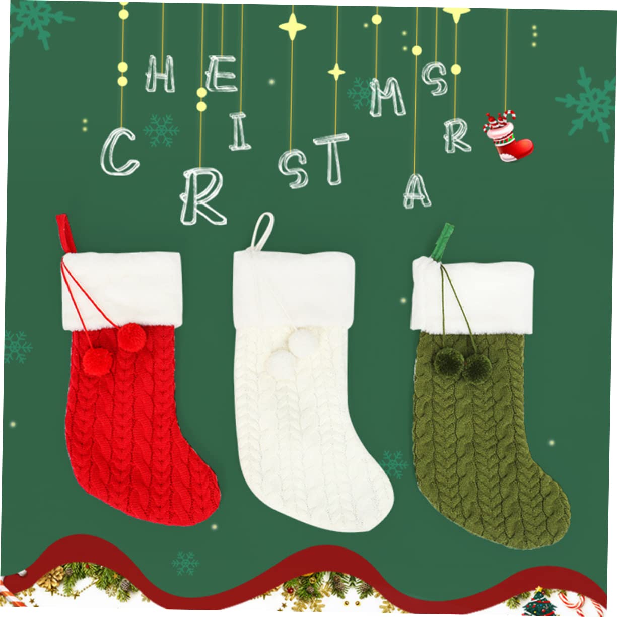 Alipis 3St weihnachtsdeko Weihnachtsfeier Weihnachtsstrümpfe Stricken Weihnachtsstrumpf weihnachtssocken Super Weihnachtssocke weihnachtsgeschenkbeutel Weihnachten Socken aufhängen Weiß