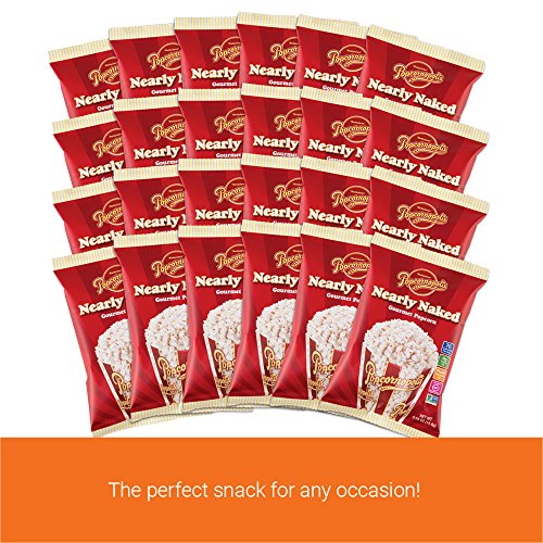 Popcornopolis Gourmet Popcorn Snack Bags, Pack of 24 Nearly Naked 0.55 Ounce Bags
