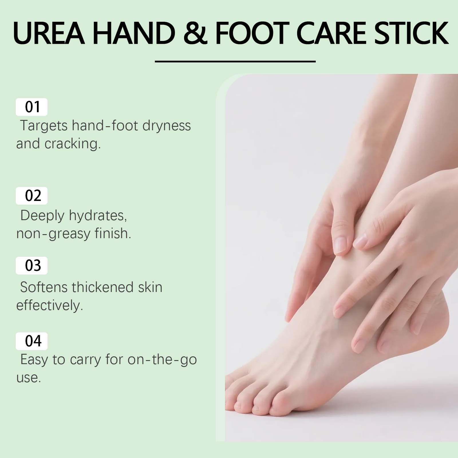 Crema para pies 60% de urea contra talones secos y agrietados, lápiz para pies de aloe vera, hidrata intensamente, exfolia suavemente, práctico lápiz de crema para pies para talones agrietados y piel
