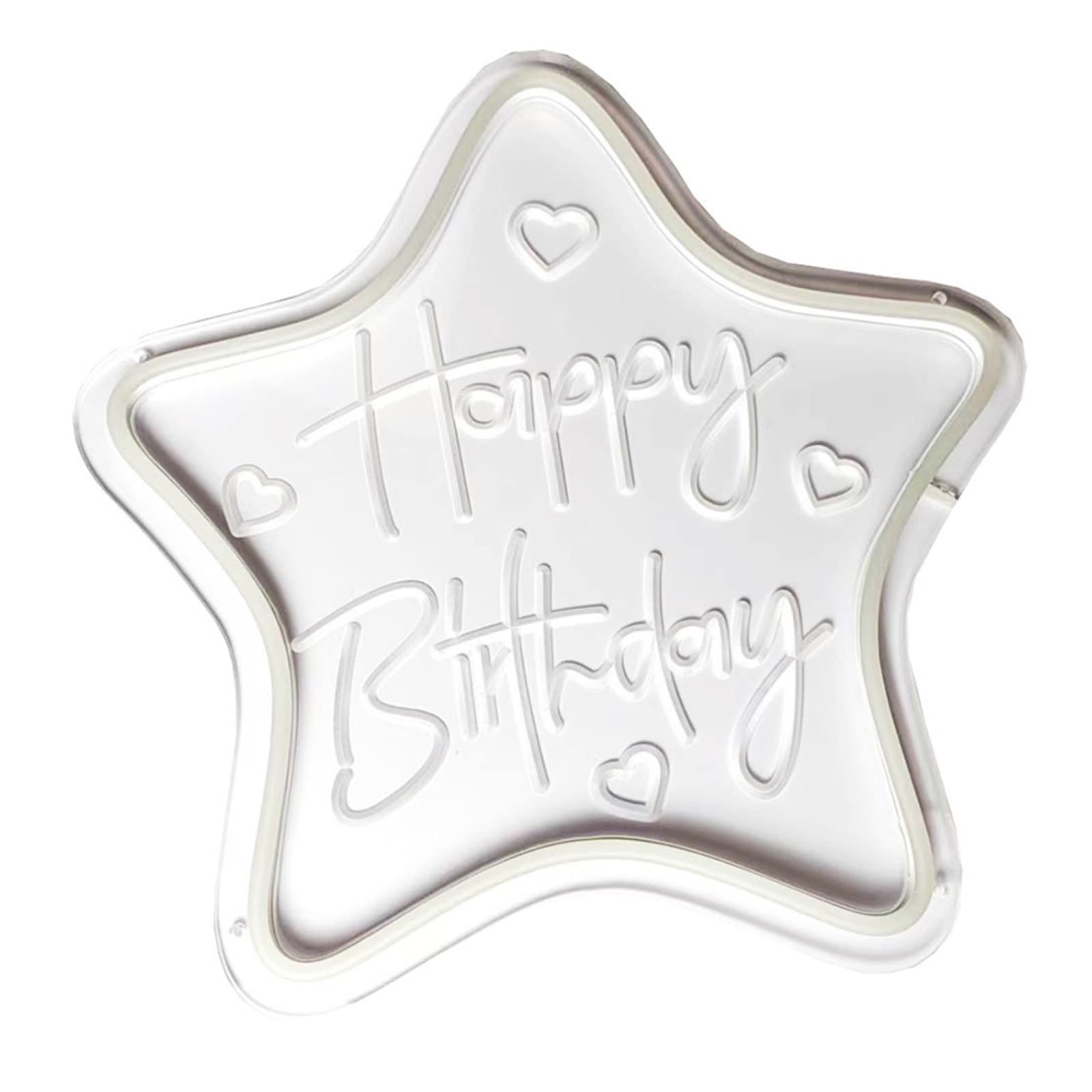 Led Neon Signs|Star Shape Happy Birthday Letters Glowing Modeling Lights|USB Powered Dimmable Birthday Party Decor Ambient Lights,Warm White