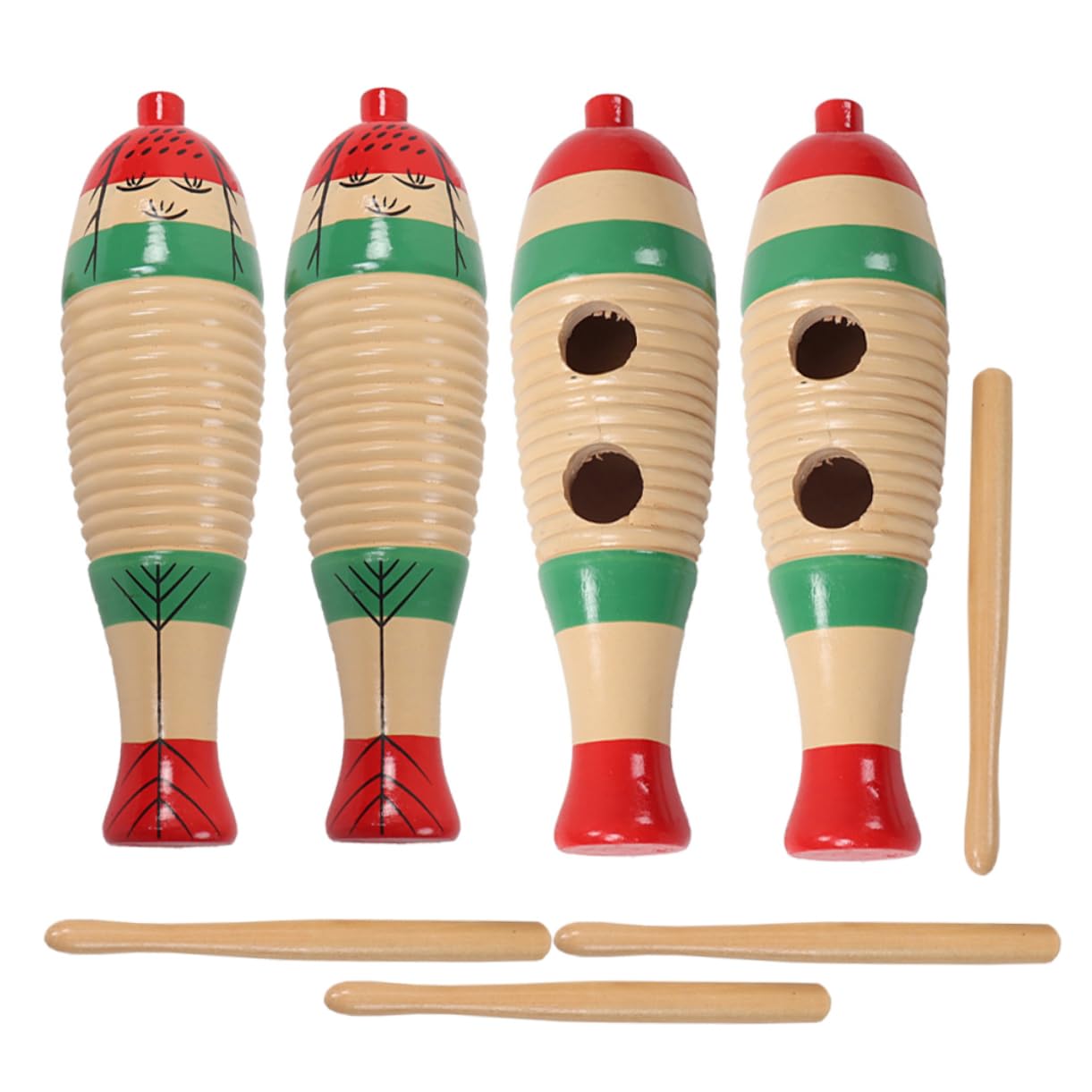 Amazon.co.jp: 4個セット木魚おもちゃラテン打楽器打楽器音楽ブロック  