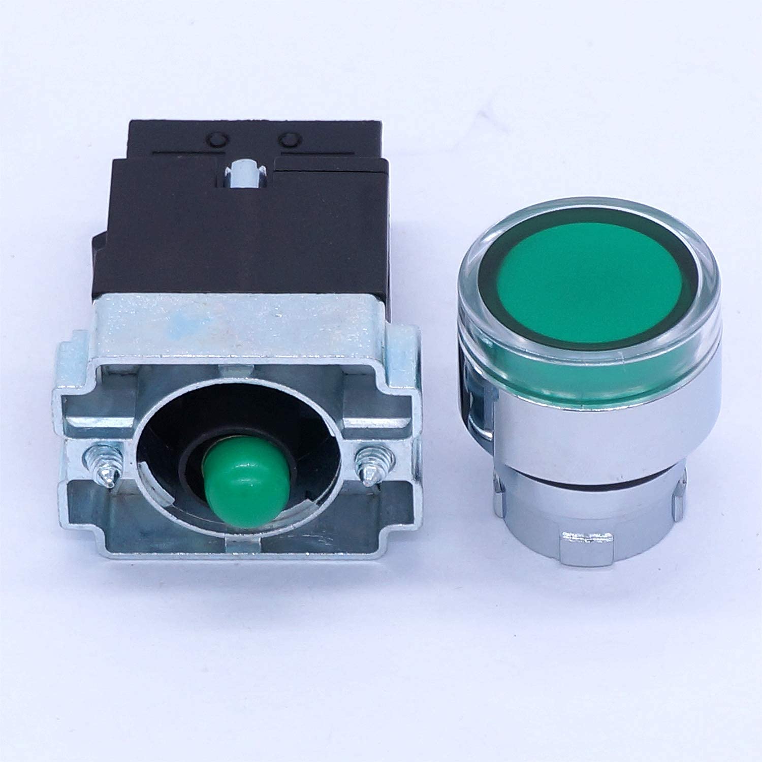 22mm 1 NO interruttore a pulsante momentaneo a luce LED verde 440V 10A interruttori a pulsante con luce rossa tensione 110V