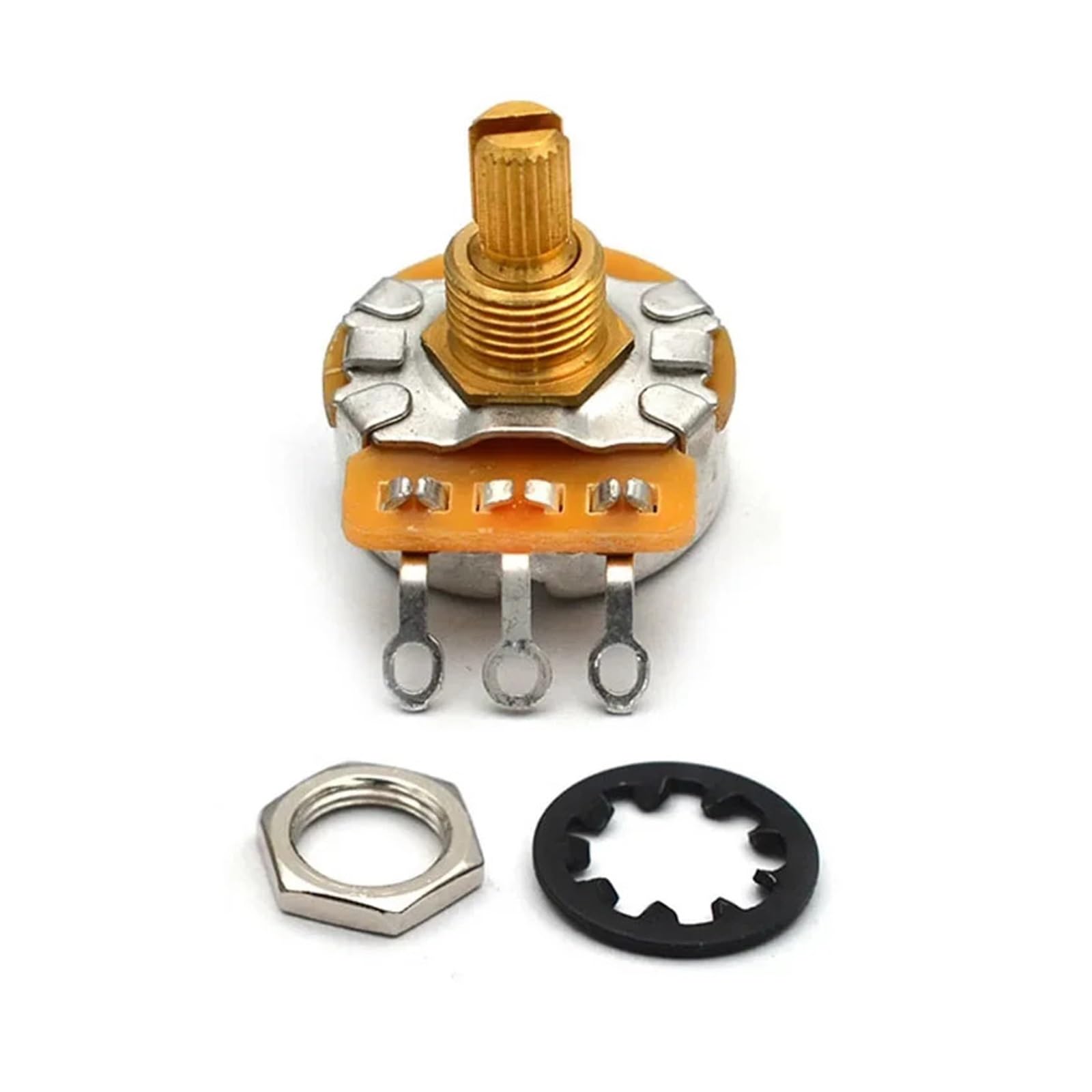 4 potenciómetros de tono de volumen con eje de latón/aluminio de 250k/500k, ollas CTS Log A o lineales for guitarras eléctricas, 4 Uds.(CTS 450S A250K)