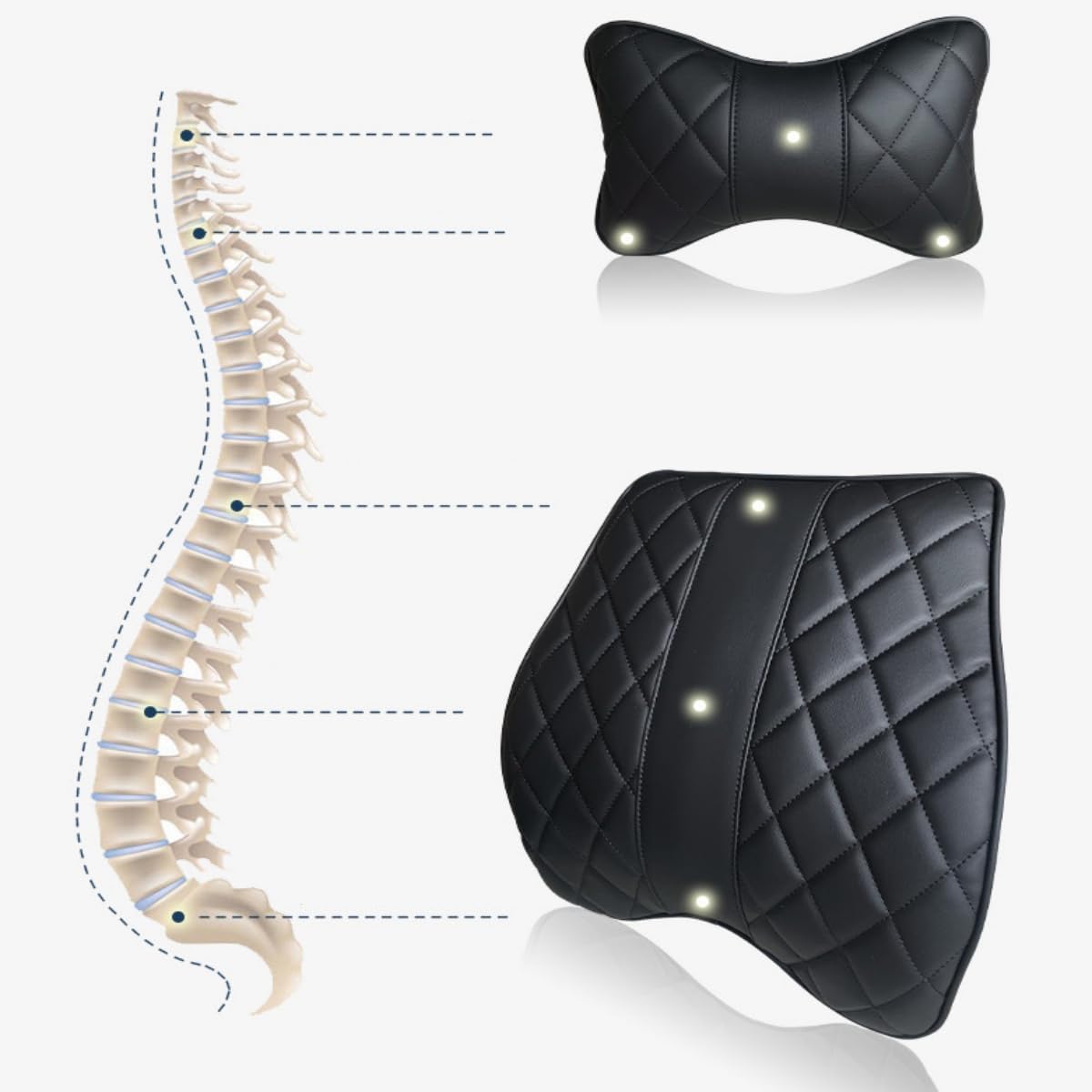 Coussin De Soutien Lombaire Et Cervical Pour Voiture BMW - Cuir Souple Fait Main