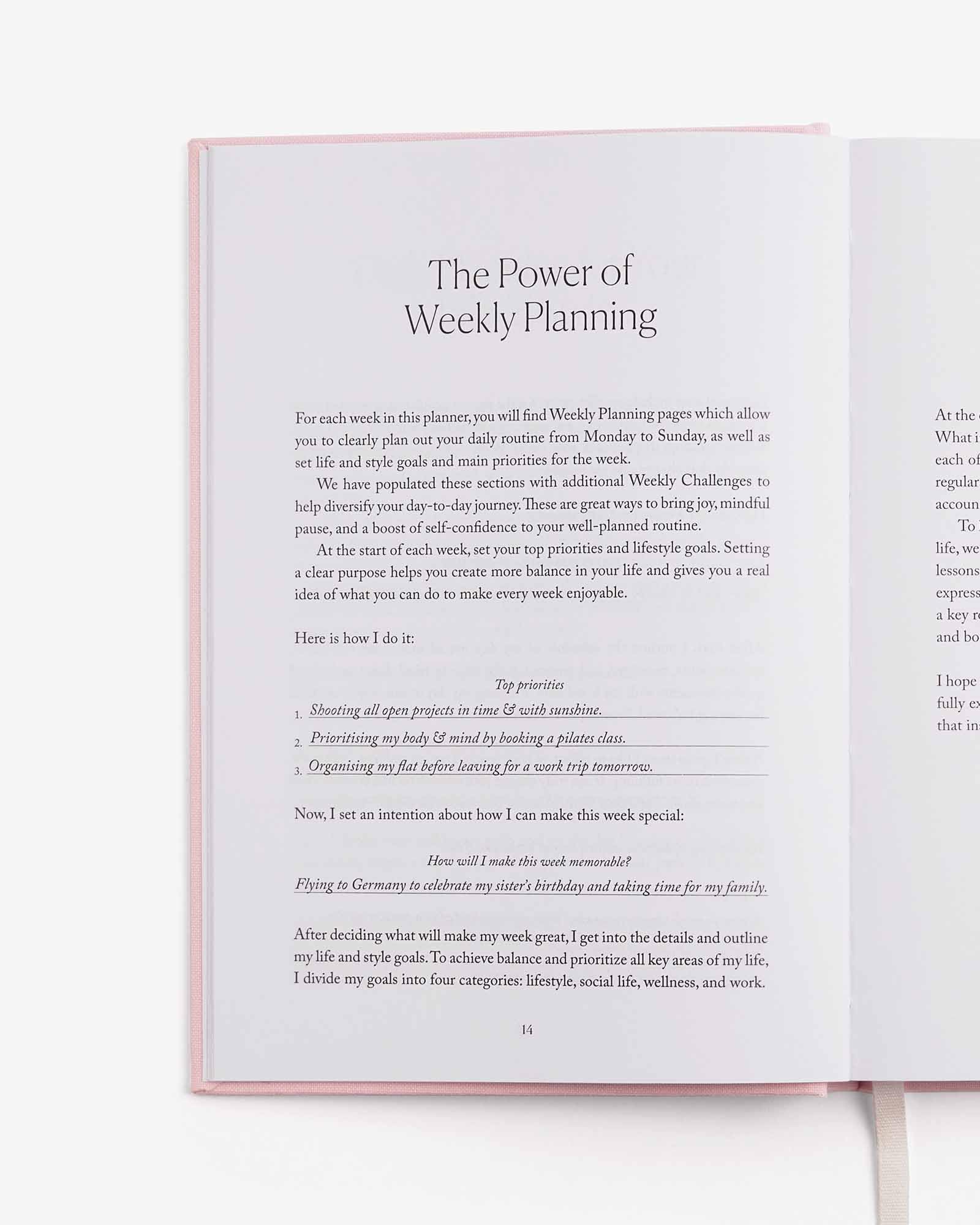 LIFE&Style Planner by Leonie Hanne, Daily Lifestyle Journal for Gratitude, Work, and Wellness with Reflective Prompts, Weekly Goal Planning, Style Insights, 90-Day Planner, Undated (Light Pink) - Image 4