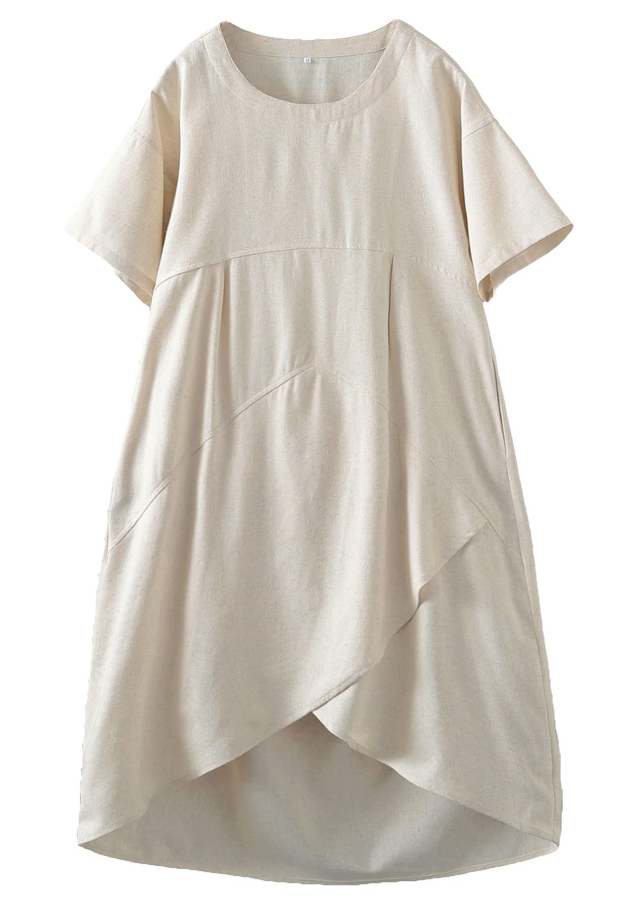 FTCayanz Abito estivo da donna, stile boho, da spiaggia, elegante, in lino, per il tempo libero, con tasche