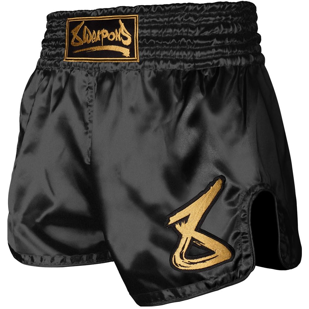 8 Weapons Strike Muay Thai Shorts Black/Gold