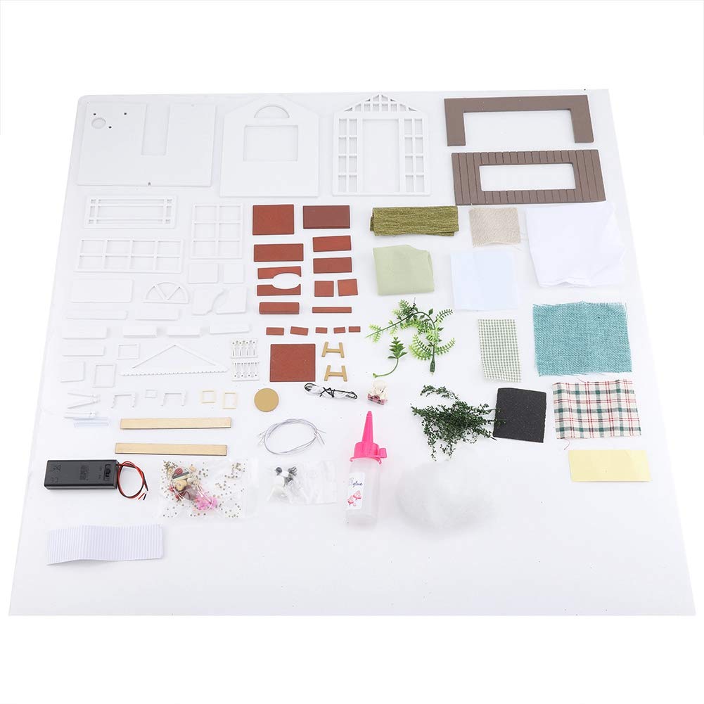 Kit case in miniatura fai-da-te, 2 pezzi Elegante lampada a LED Kit di costruzione di mini case fai-da-te Kit di mini case in legno per adulti, famiglia e amici