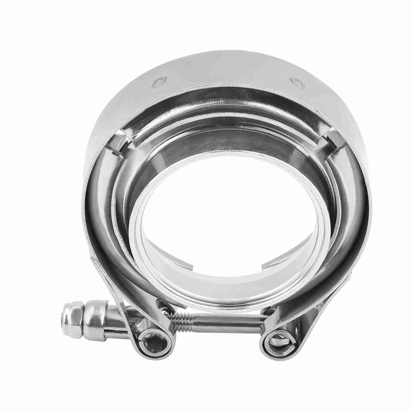 Ymiko Silver 2Inch 2.5Inch 3.5Inch 4Inch V Band Clamp Flange Kit Stainless Steel For Turbo Exhaust Downpipes Stainless Steel (2Inch)