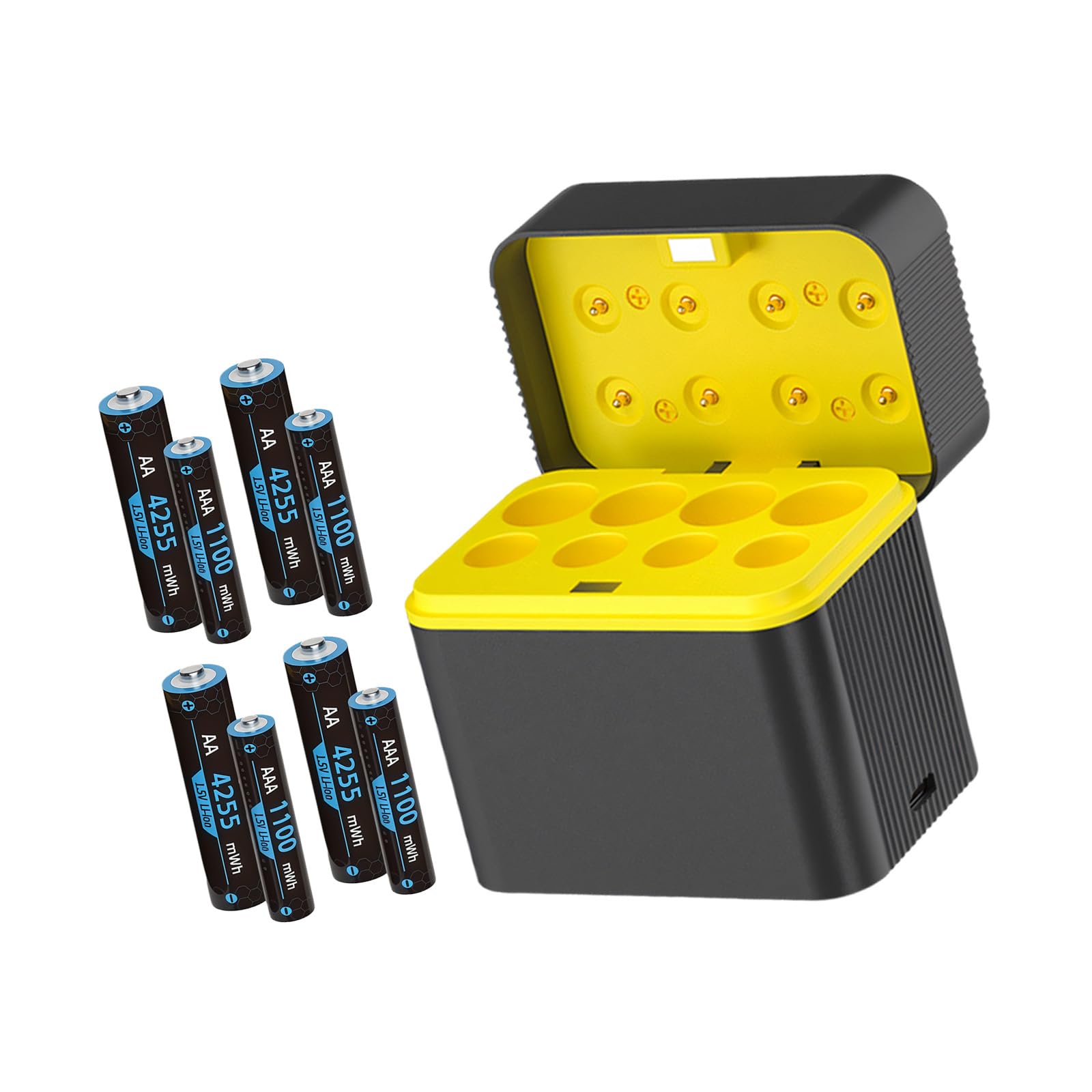 LiBattery Station de chargement pour 4 batteries 2 A et 4 3 A avec coque intelligente de type C Port de charge rapide Appareil de batterie jouet