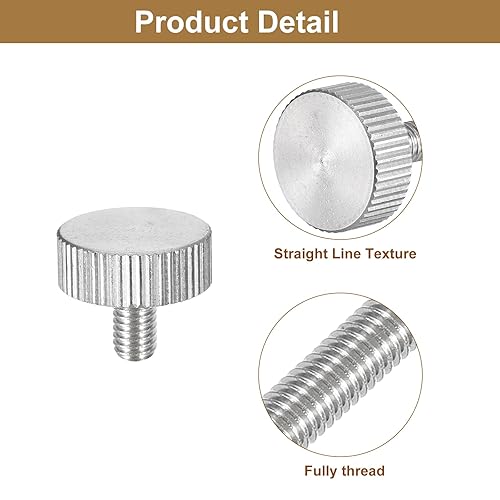 Miniatura 99 de uxcell Tornillos moleteados M3x10mm, 5 piezas de acero inoxidable 304 con cabeza moleteada plana totalmente roscada, tornillos de pulgar, pernos