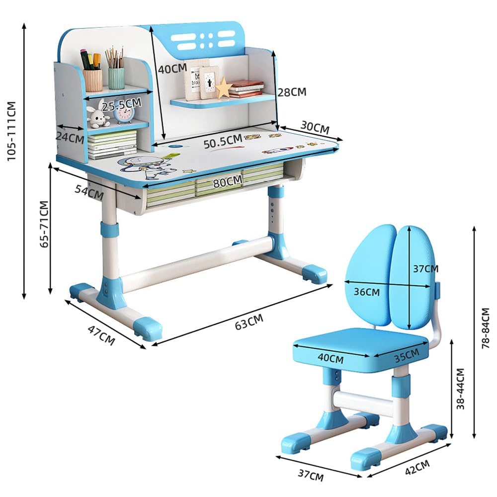 Scrivania E Sedia Bambini Relaxdays - Motivo Nave, Con Cassetto, MDF Bianco/Blu, 79.5x80x40 Cm - Foto 5