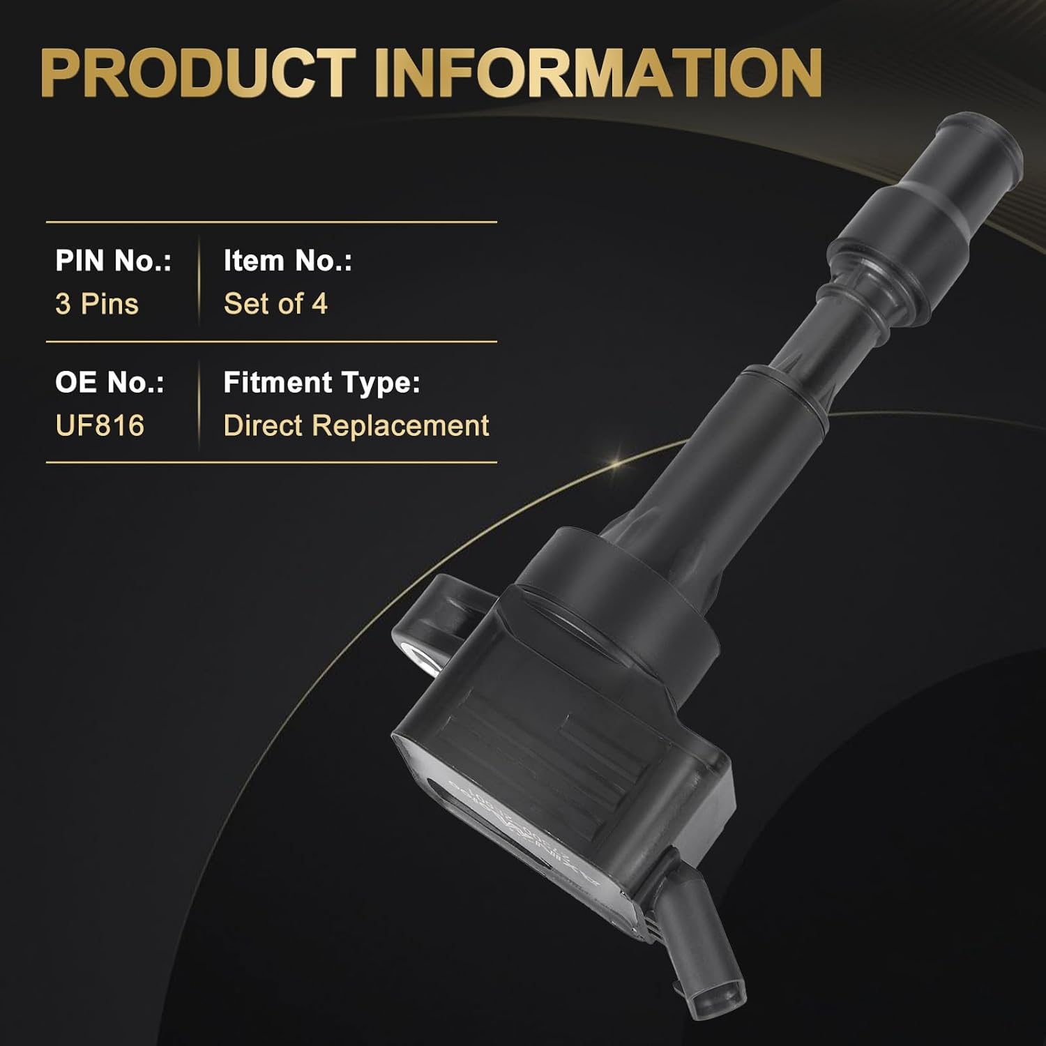 4PCS Ignition Coil Pack UF816 Replacement for Hyundai Sonata Elantra 2015-2019, Kona 2018 2019, Veloster 2019, for Kia Forte Optima 2017 2018 L4 2.0L 273002E601 GN10877 C985