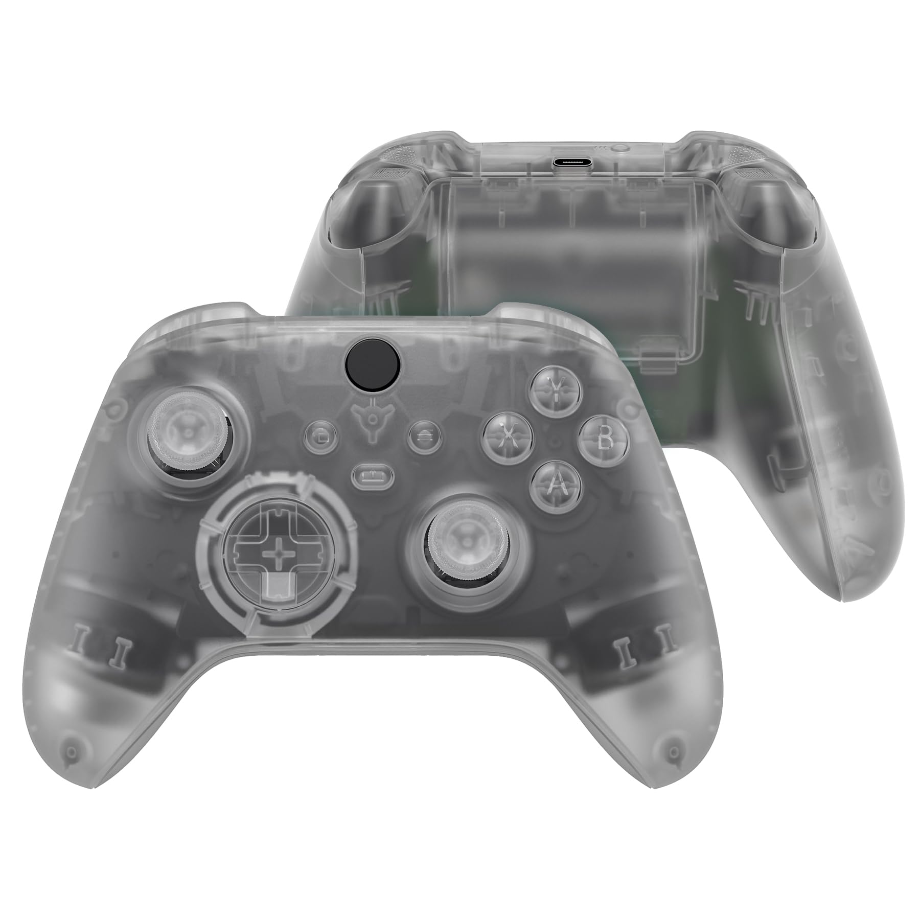 eXtremeRate Case & Buttons für Xbox Core Controller, DIY-Ersatz Front Hülle/Backplate/Tasten/Joysticks Set, Custom Full Gehäuse Skin Cover Zubehör für Xbox Series X/S Controller-Glow in Dark Grün