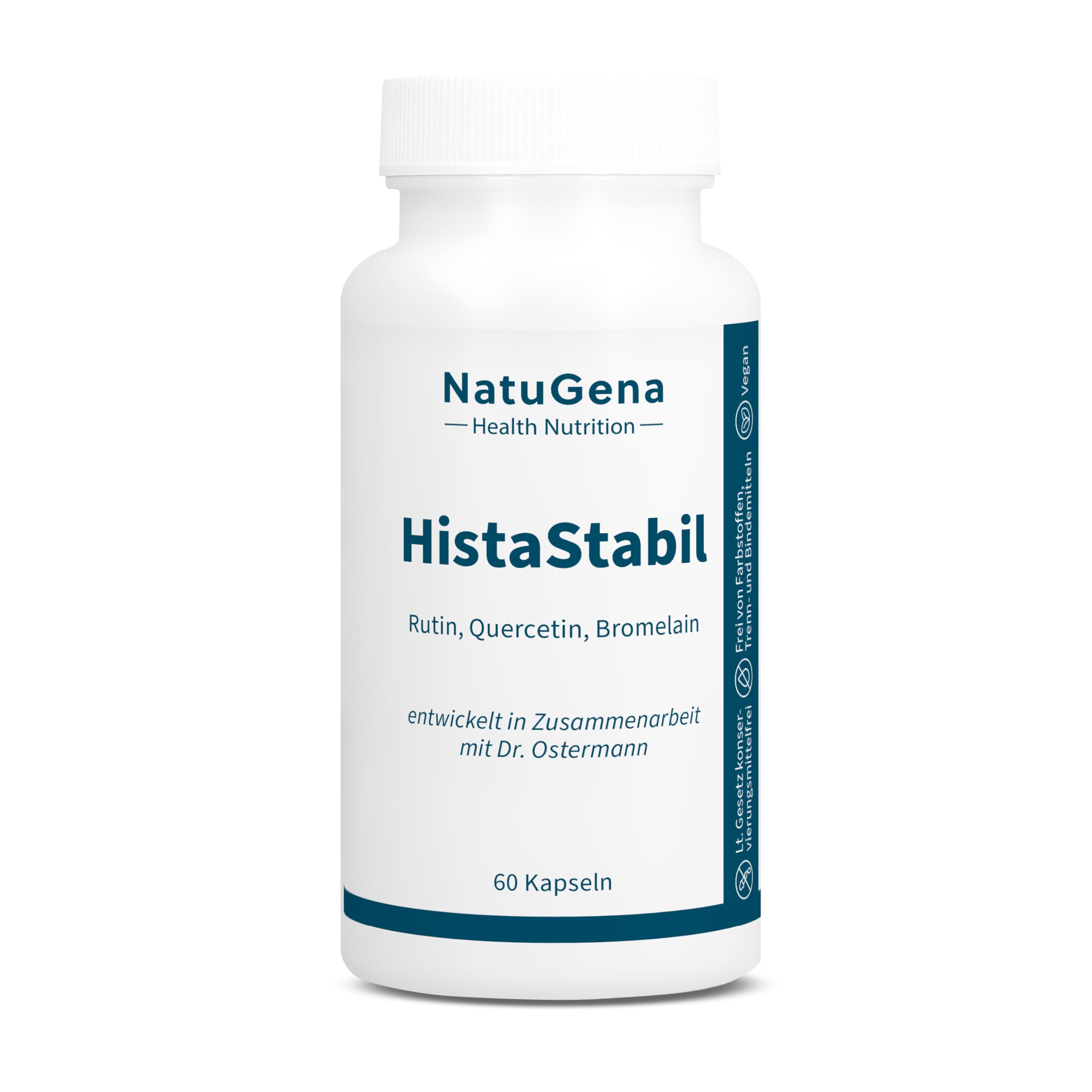 NatuGena HistaStabil Rutin, Quercetin, Bromelain, Vitamin C Pureway-C, 60 Kapseln (30 Tage Packung)