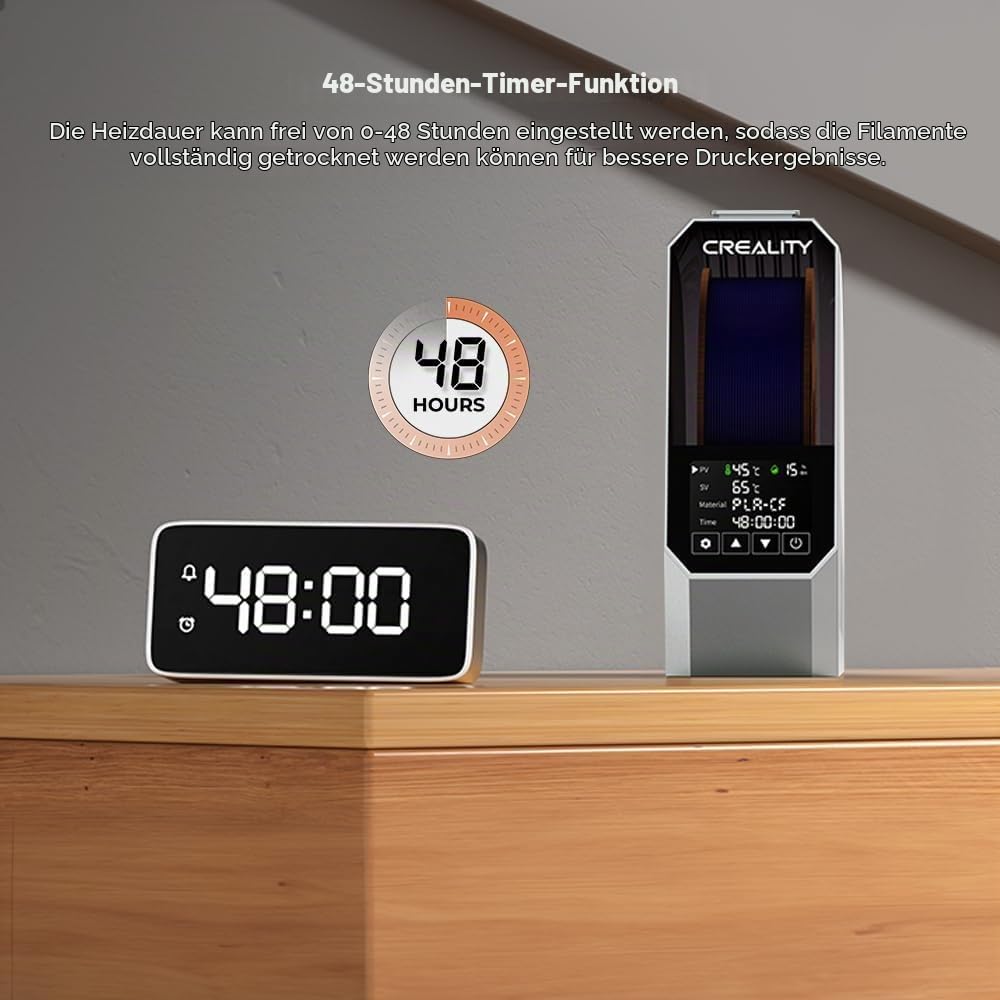 Creality Space Pi Filament Trockner, 3D-Drucker Trockenbox gegen Stringing & sprödes Filament, 360° PTC-Heizung, LCD Touchscreen & 48h Timer, für 1.75/2.85mm PLA PETG ABS TPU Nylon ASA