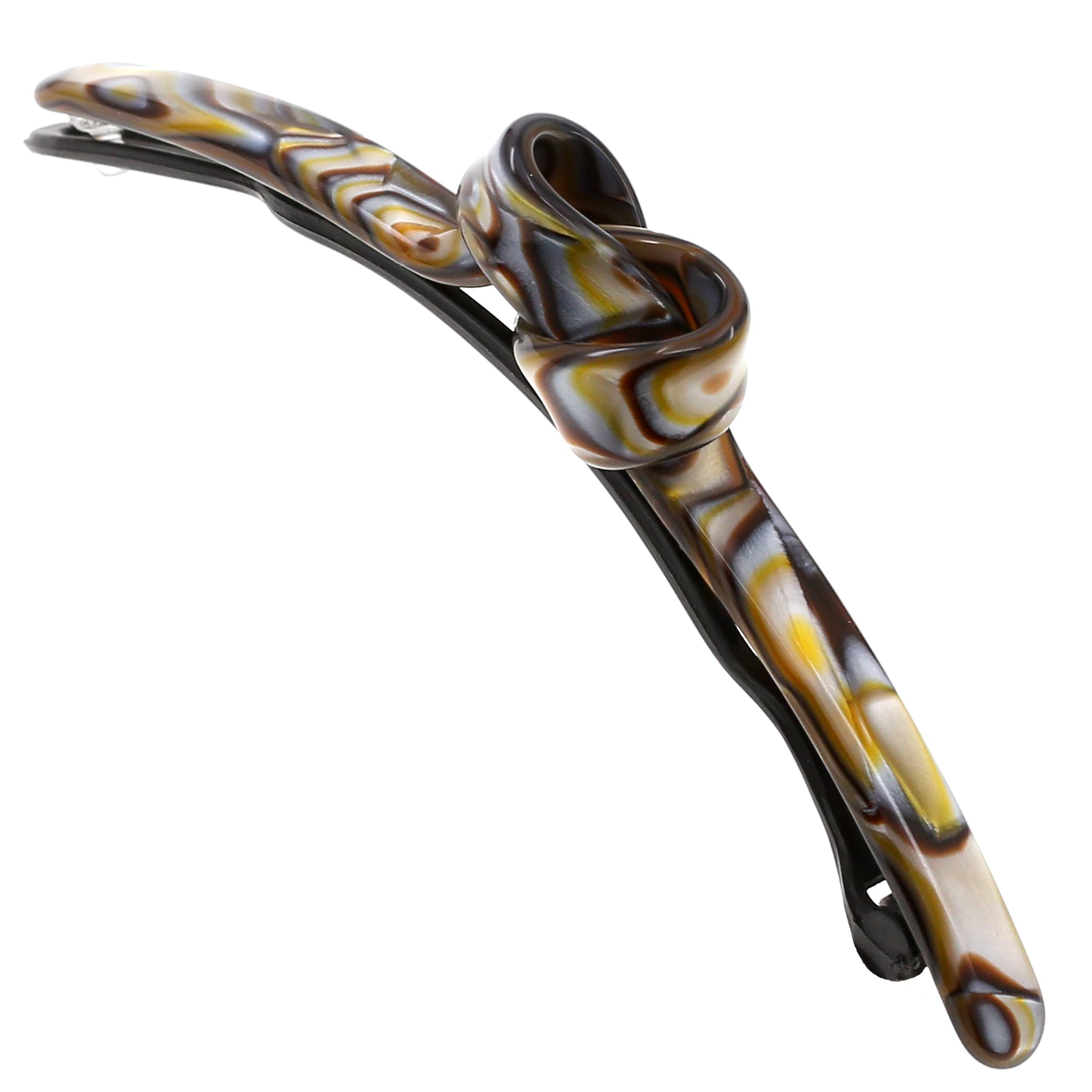 Camila Paris CP3353 French Hair Barrette Clip for Girls, Handmade, Onyx, Metal-Free Closure Strong Hold Grip Hair Clips for Women, No Slip Durable Styling Girls Hair Accessories, Made in France