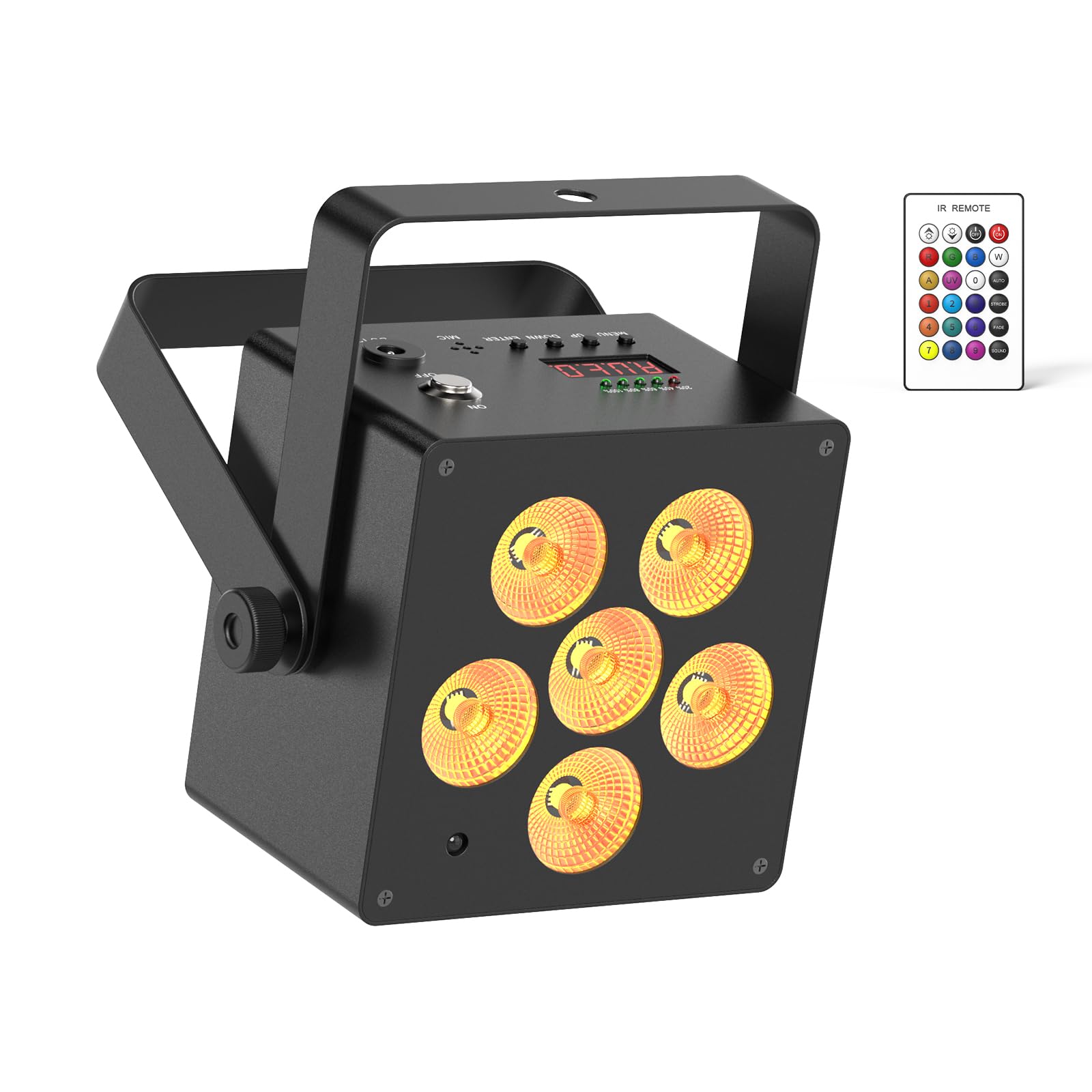 50W LED Par Akku, RGBWA UV 5200mAh Wiederaufladbar Bühnenlicht Strahler mit IR Fernbedienung und Sound Aktivierung, Partylicht DMX für DJ Disco Bar Halloween Weihnachten Geburtstag Party