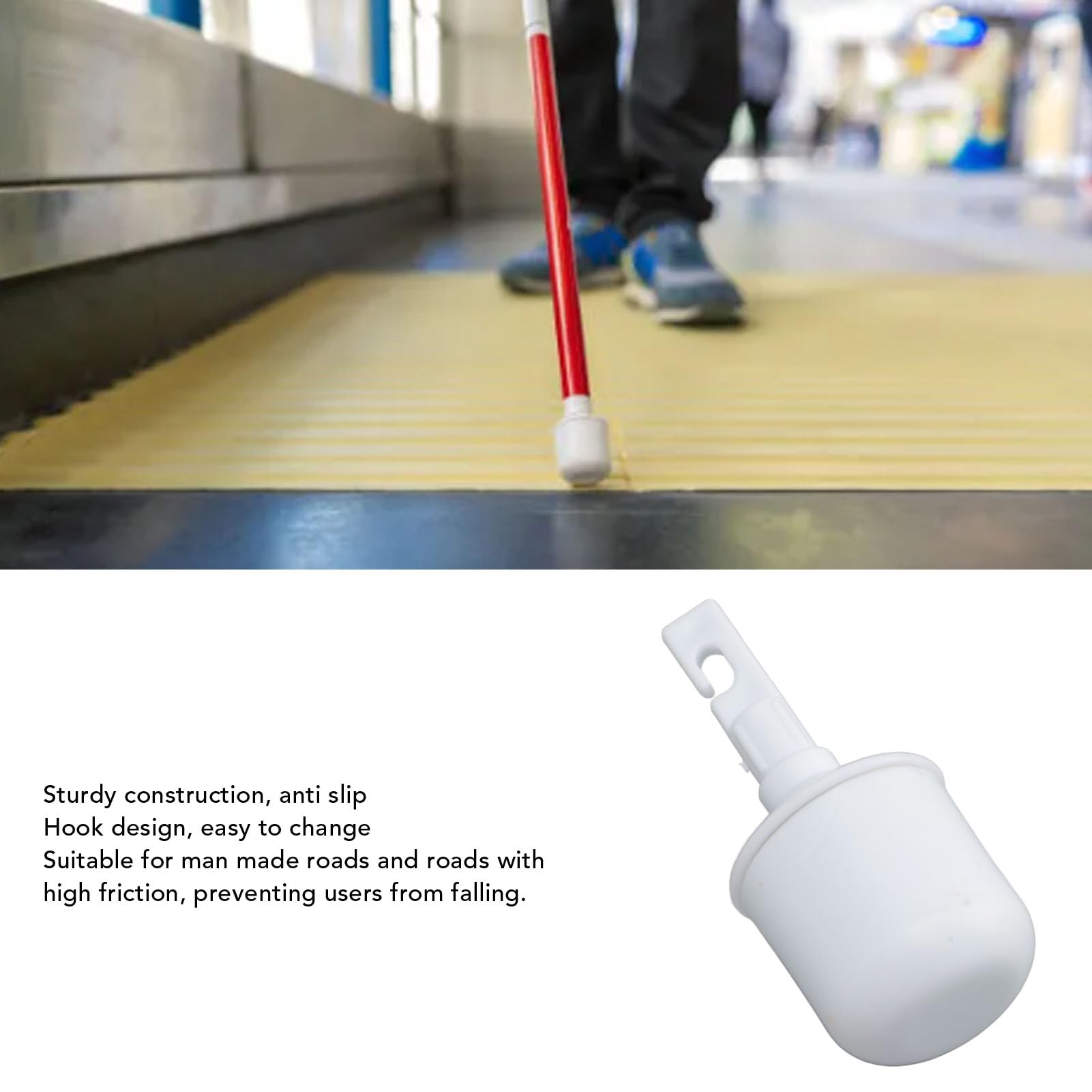 Brrnoo Punta del Bastone Rotante a Gancio, Comoda Punta del Bastone con Gancio Cieco in ABS con Grande stabilità, Rotazioni per Camminare Facilmente, Ideale per Strade con Eccellente