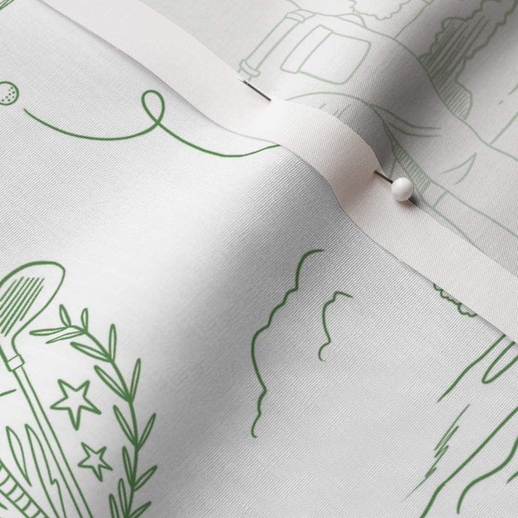 Spoonflower Fabric - Preppy Golfer Modern Toile Whimsical Father's Day Green and White Golf Printed on Cotton Poplin Fabric Fat Quarter - Sewing Shirting Quilting Dresses Apparel Crafts