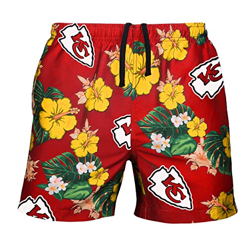 Image of FOCO NFL Mens NFL Team Logo Floral Hawaiian Swim Suit Trunks