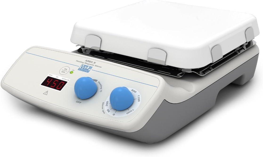 F20510061 AREC.X Heating Magnetic Stirrer, White Ceramic Hot Plate, Connection with VTF, Maximum Temperature 550 Degree C, 15 L Stirring Volume, 1500 RPM, 115V/60 Hz