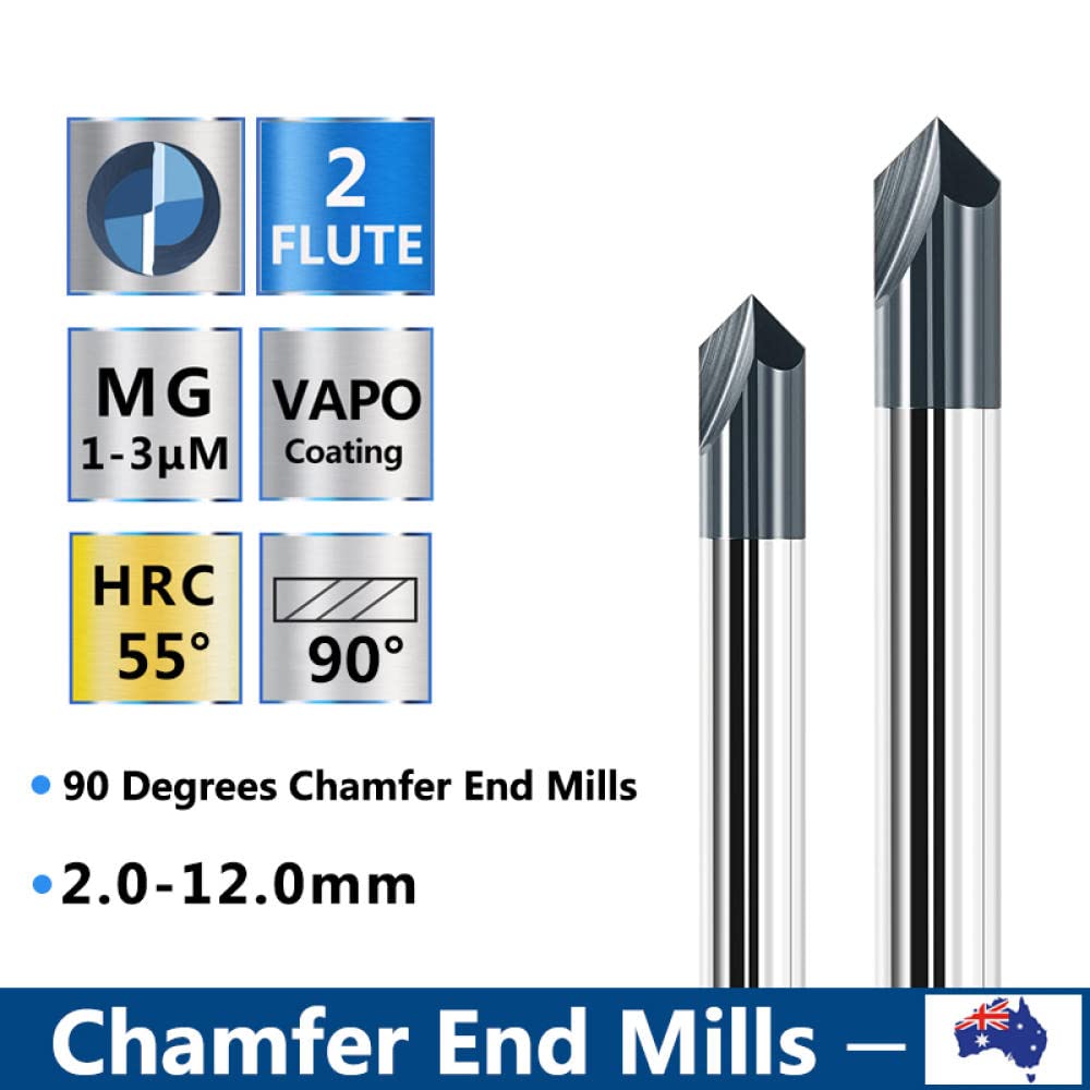 Fresa Per Smussatura 90° Con 3 Scanalature, D10x75L, Fresa A V In Acciaio Al Tungsteno Per Intaglio E Smussatura CNC - Ideale Per Lavorazione Legno E Metallo