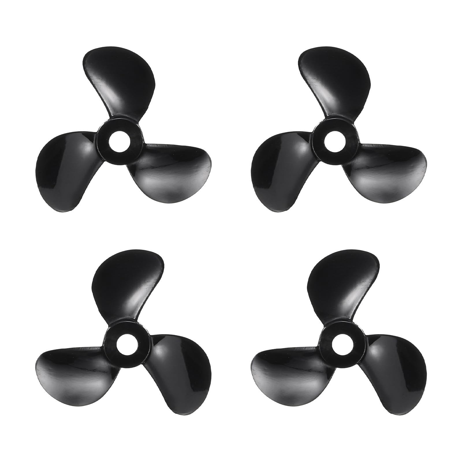sourcing map 2Set RC Boat Propeller, 3 Blades Propellers 4mm Hole Dia 32mm OD CW Clockwise Rotating Drill Propeller for RC Boat Hobbies, DIY Ship Model, Black