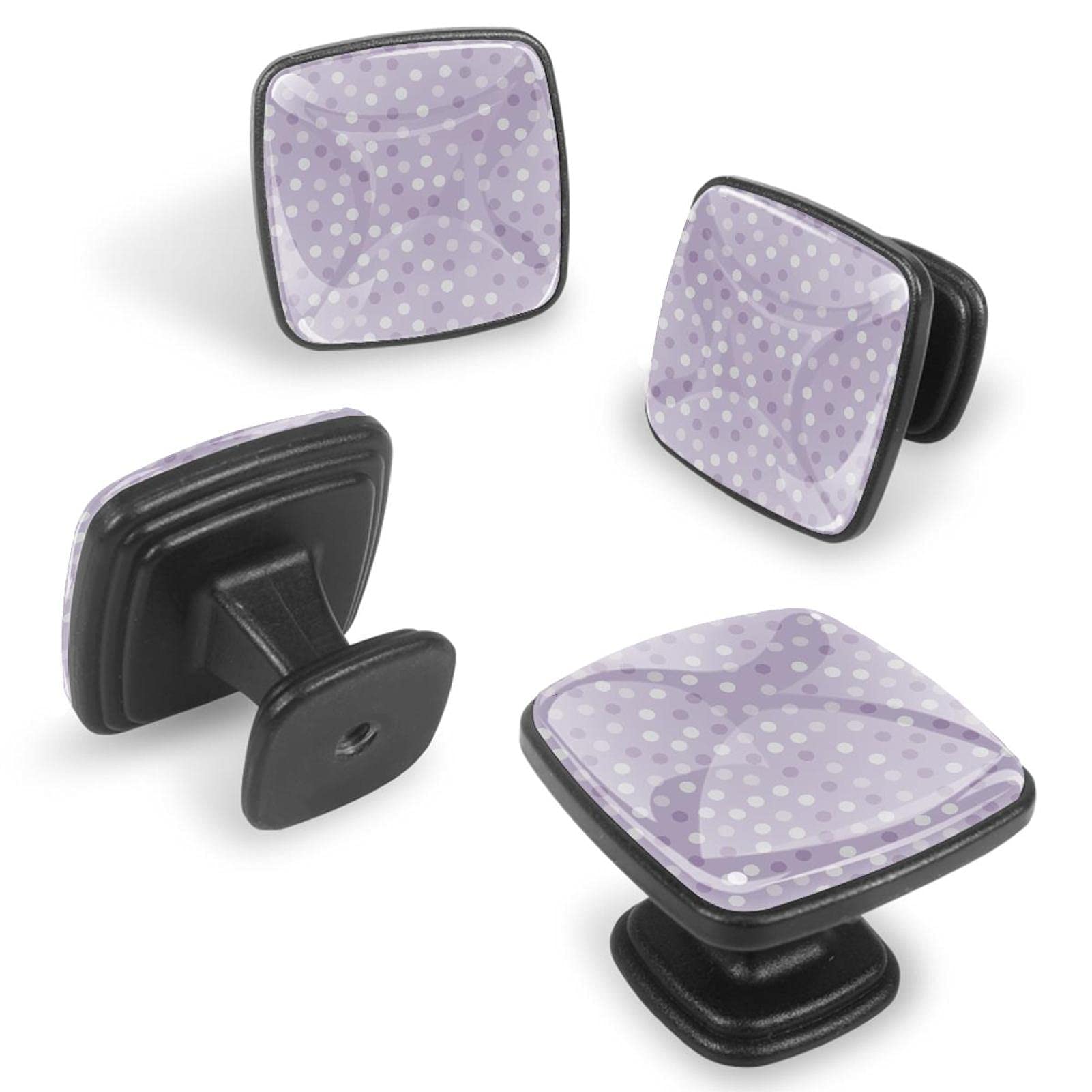Confezione da 12 pomelli quadrati con manico a pois viola