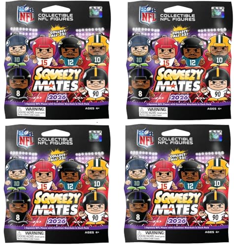 Teenymates Party Animal NFL 2026 Squeezymates Series 8 Figures Team Colors One Size (Squeezymates 2026 NFL 4 Blind Pack Lot)