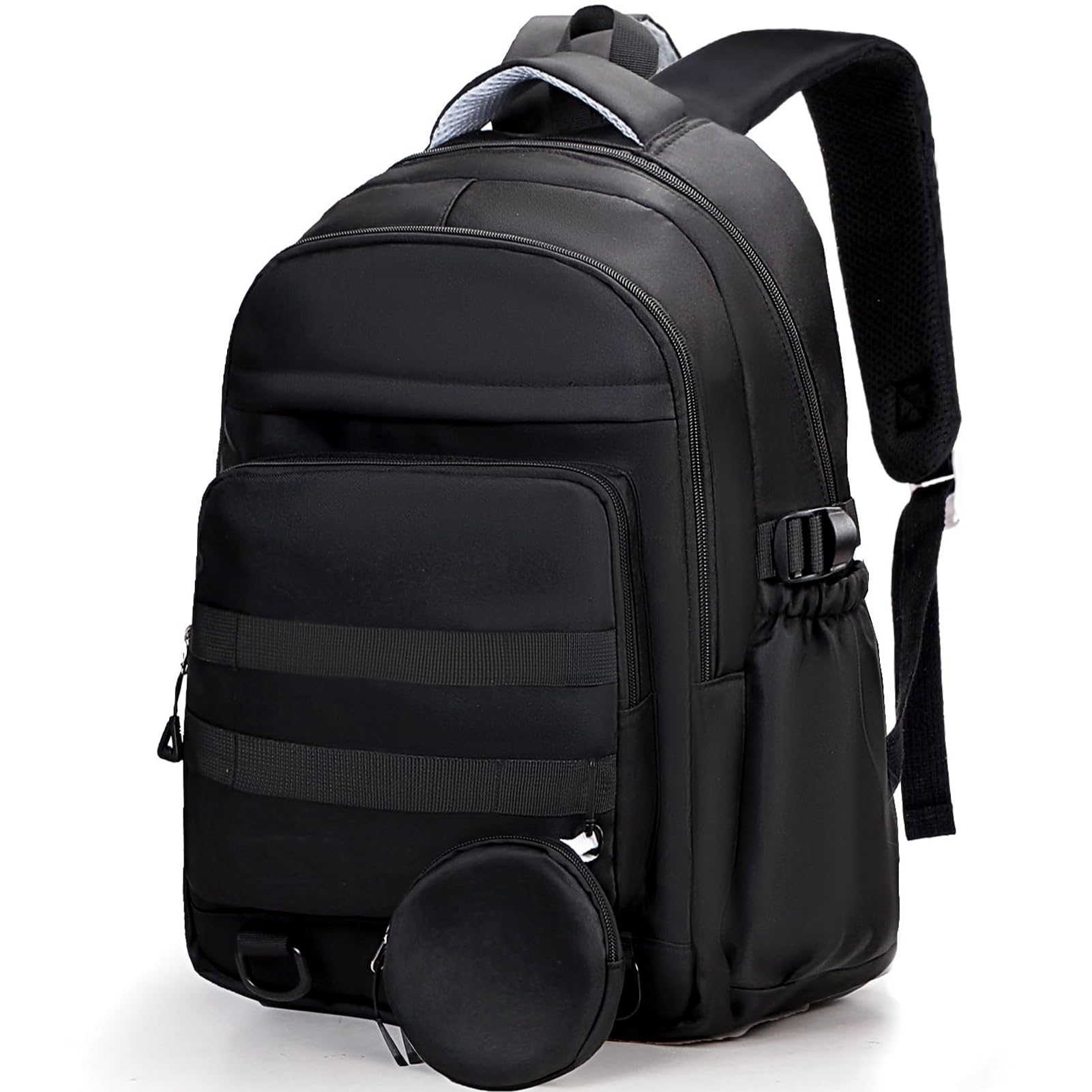 PRLINJSK Cute Backpack for Teen Girls Boys, Aesthetic Laptop Bookbag for College High Middle School Student Women, Black