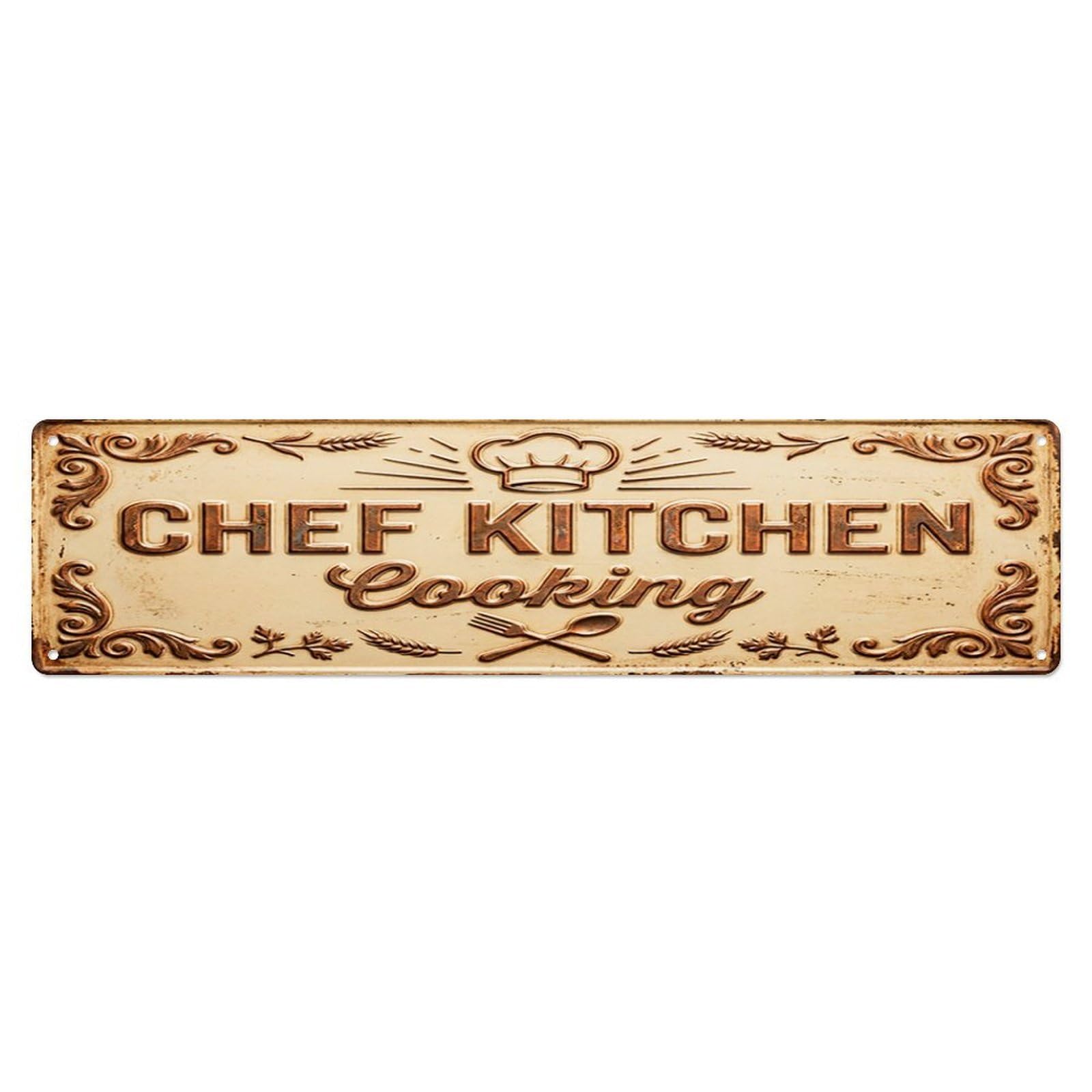 Chef Kitchen Cooking Kitchen Metal Tin Skinny Sign Plaque Wall Decor for Cafe, Club Bar, Office, Home Garden Metal Poster 4x16Inch