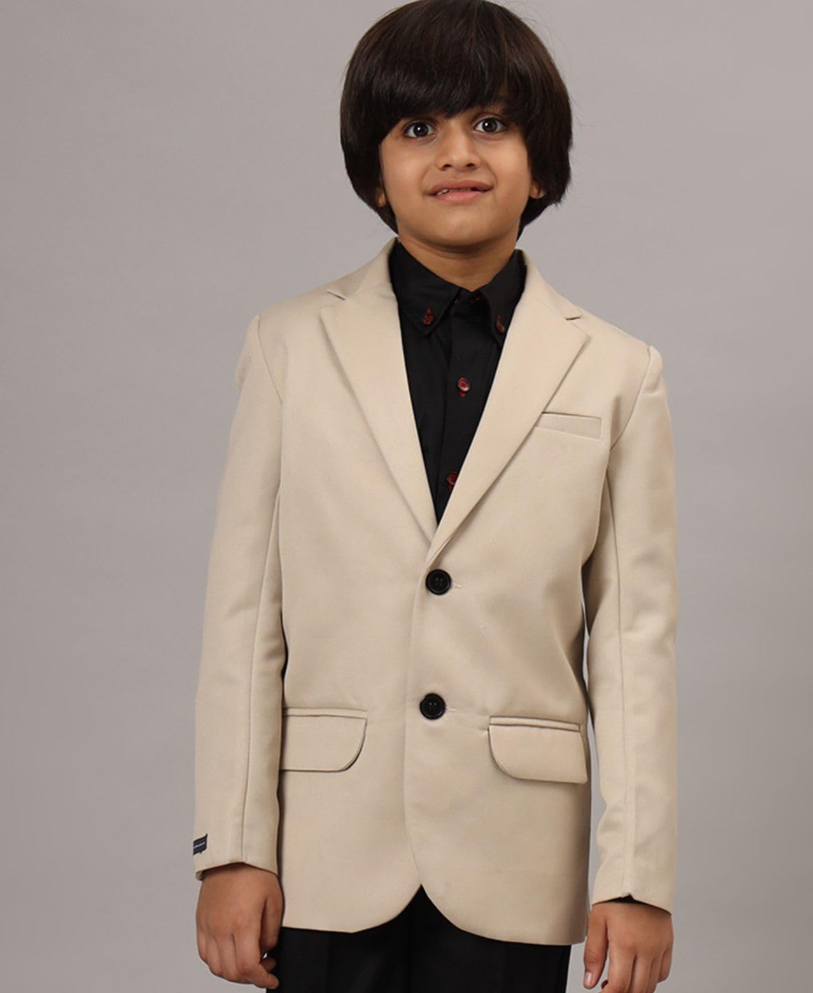 TAHVO Blazer for Boys | Cotton Blend Regular Fit with Notched Lapel and Side Vents Beige (11 Years - 12 Years) 4