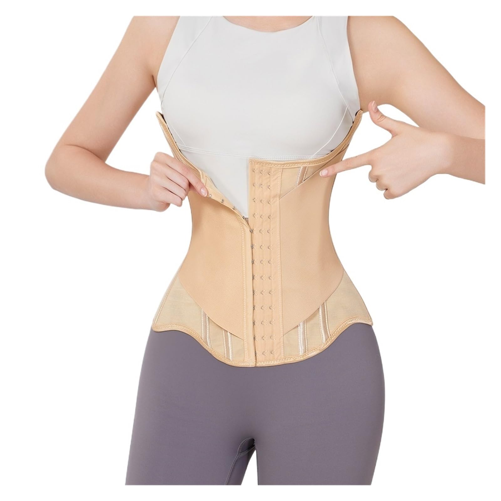 Hkybcf Women's Beige Tummy Tuck Pant Waist Cincher Body Shaper Slimmer Tummy Control Fitness Postpartum Bodysuit Waist Trainer Tight Hourglass(,Xxs)
