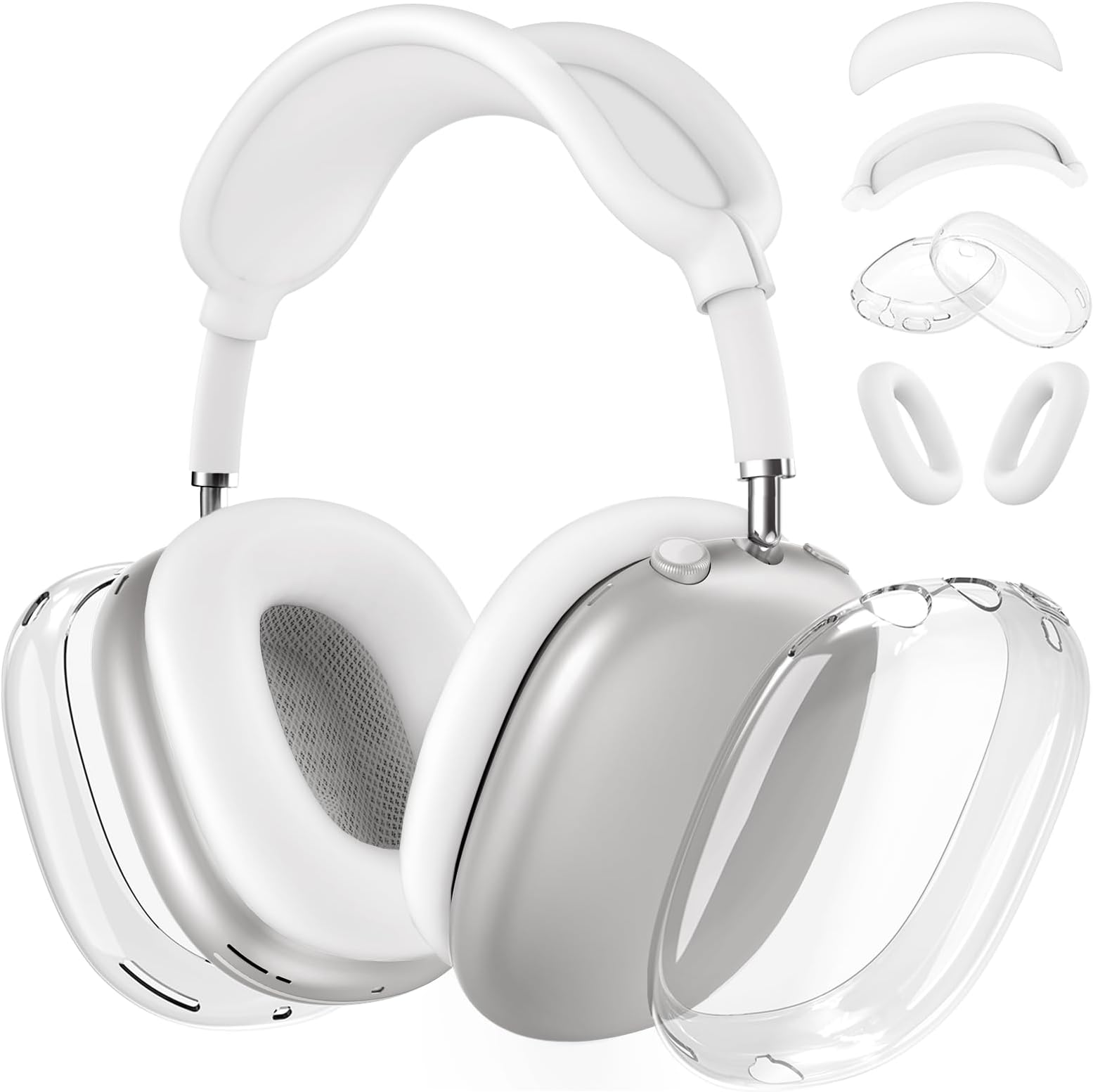 Silicone Case Cover for AirPods Max Headphones,Clear Soft TPU Ear Cups Cover/Ear Pad Case Cover/Headband Cover for AirPods Max 2/1 (2026/2024/2020),Transparent Accessories for Apple AirPod Max 2,White