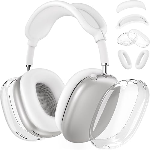 Miniatura 23 de [4 en 1] Funda de silicona para AirPods Max, funda transparente de TPU suave para los oídos, funda para almohadilla para los oídos, funda para la