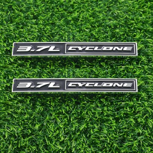 Image of 2Pack 3.7L Cyclone Emblems 3D Badge Nameplate Letter Sticker Decal Fit for 2011-2020 Mustang V6 3.7L Cyclone (Black)
