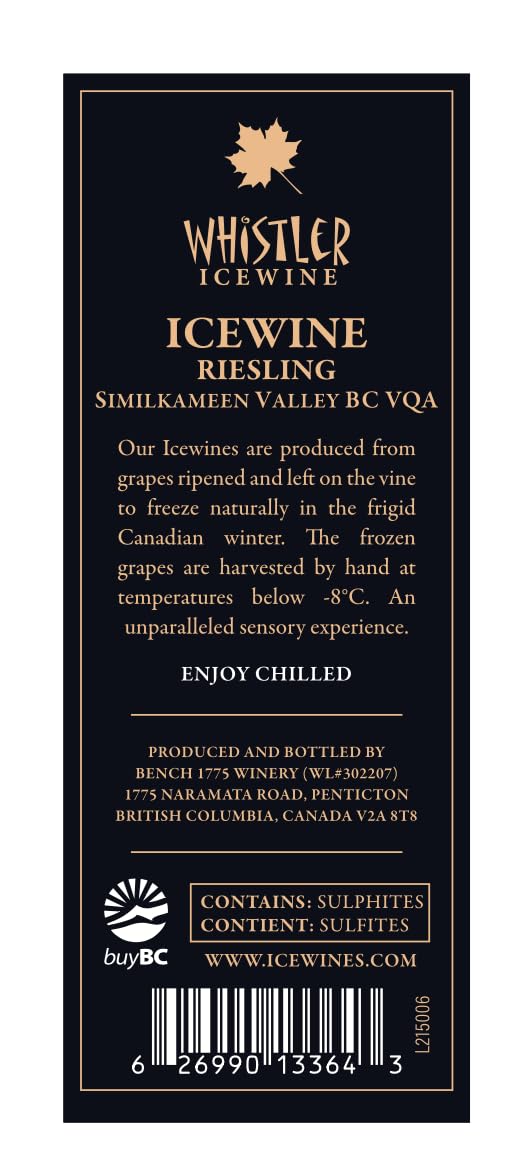 Whistler 2020 Riesling Eiswein 37.5 cl | Kanadischer Eiswein aus Similkameen Valley, Kanada BC VQA